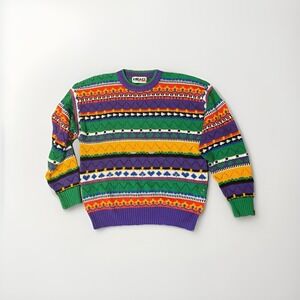 Vintage Head Sportswear Sweater Mens M Colorful Cotton Blend USA Coogi Style 90s